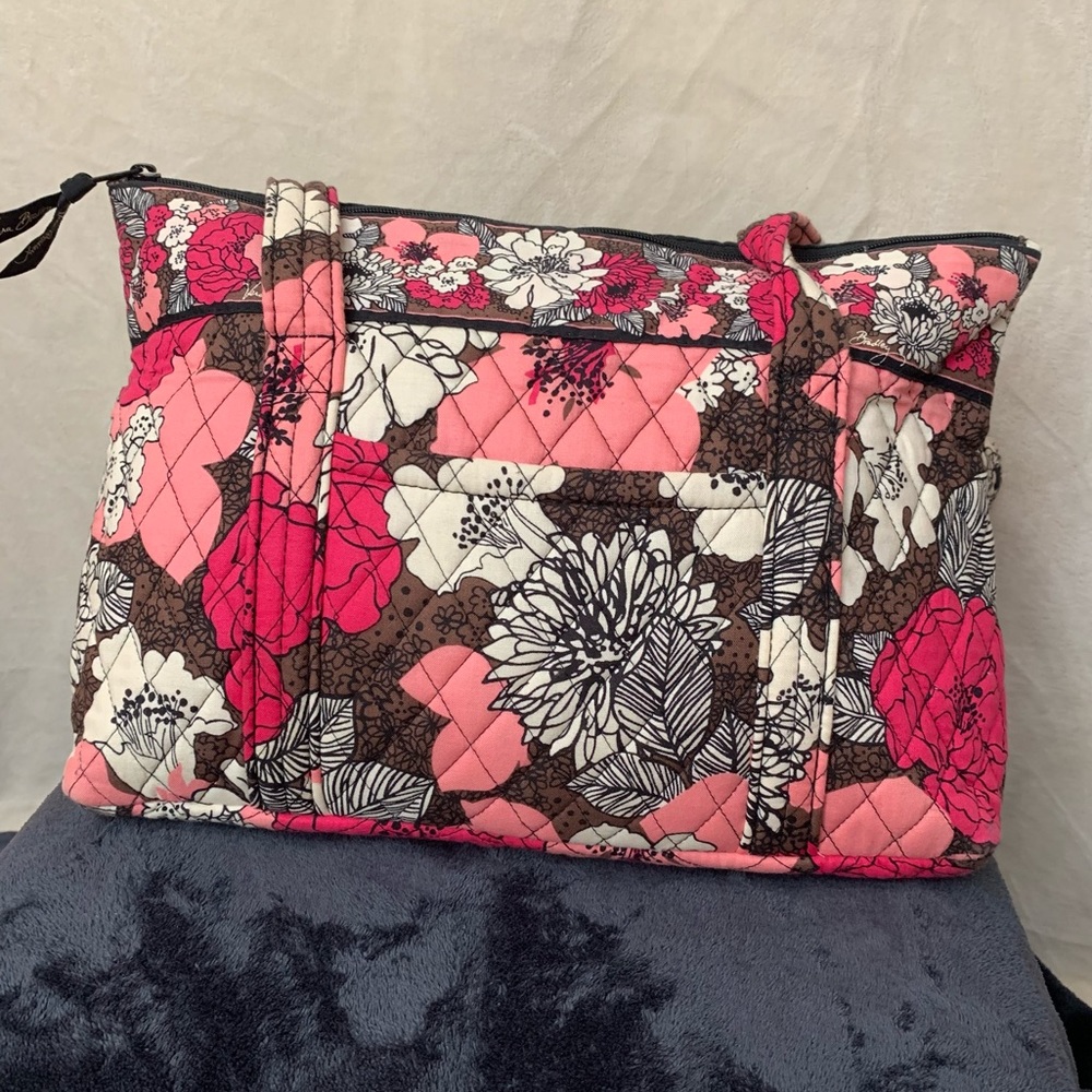 Vera Bradley Pink & Brown Tote W/ Card Holder